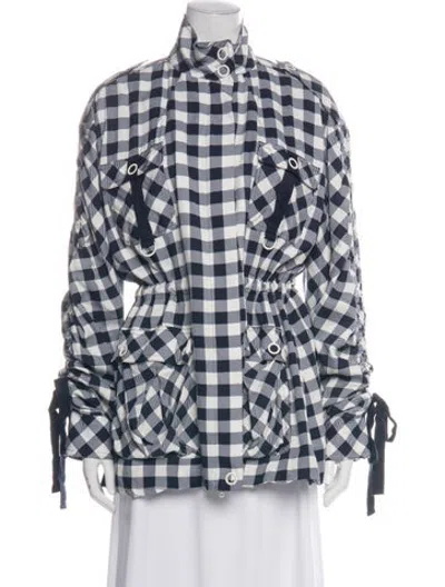 Pre-owned Simkhai Plaid Print Coat In Blue