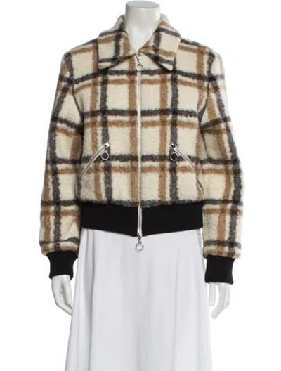 Pre-owned Simkhai Plaid Print Faux Fur Jacket In Neutral