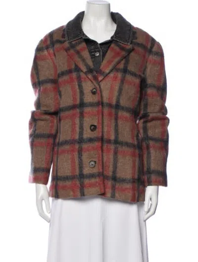 Pre-owned Simkhai Plaid Print Jacket In Blue/neutrals/red
