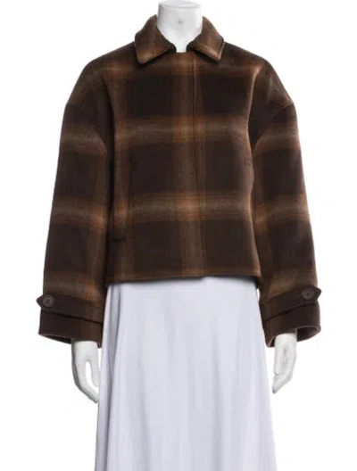 Pre-owned Simkhai Plaid Print Jacket In Brown