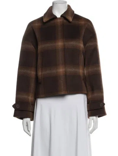 Pre-owned Simkhai Plaid Print Jacket In Brown
