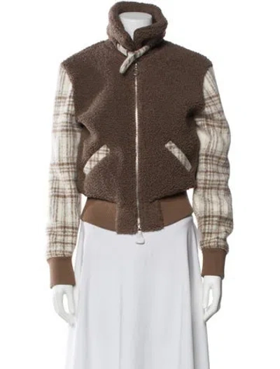 Pre-owned Simkhai Plaid Print Jacket W/ Tags In Brown