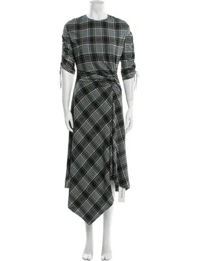 Pre-owned Simkhai Plaid Print Long Dress In Black