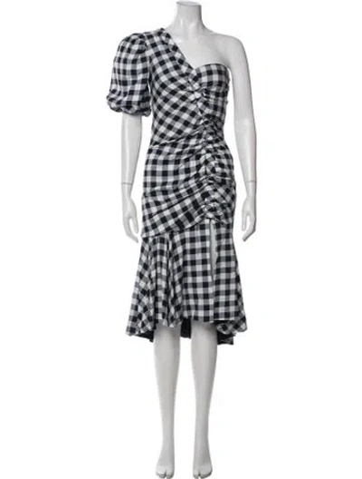 Pre-owned Simkhai Plaid Print Midi Length Dress In Blue