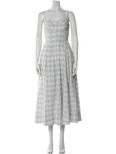 Pre-owned Simkhai Plaid Print Midi Length Dress In Gray