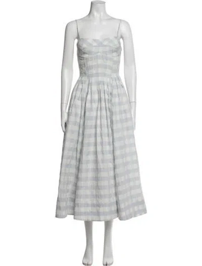 Pre-owned Simkhai Plaid Print Midi Length Dress In Grey
