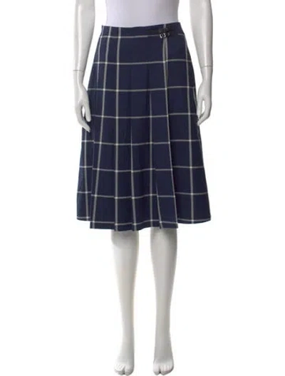 Pre-owned Simkhai Plaid Print Midi Length Skirt In Blue