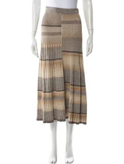 Pre-owned Simkhai Plaid Print Midi Length Skirt In Neutral