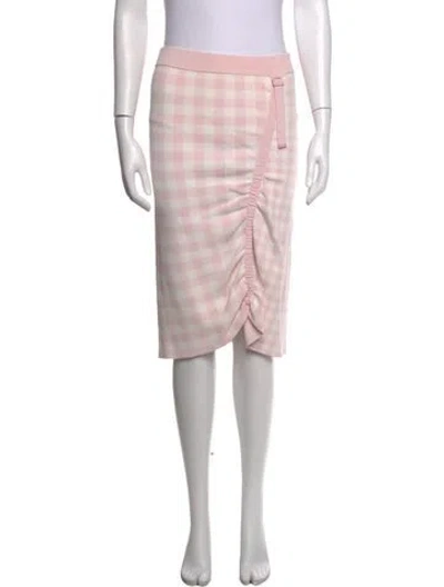 Pre-owned Simkhai Plaid Print Midi Length Skirt In Pink