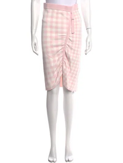Pre-owned Simkhai Plaid Print Midi Length Skirt In Pink