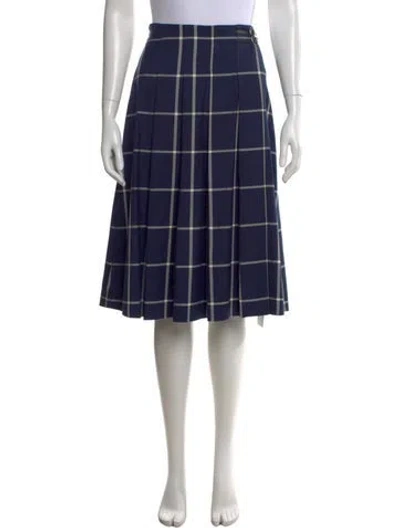 Pre-owned Simkhai Plaid Print Midi Length Skirt W/ Tags In Blue