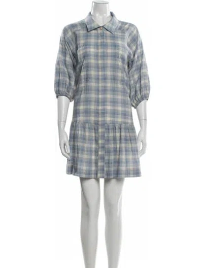 Pre-owned Simkhai Plaid Print Mini Dress In Blue