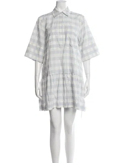 Pre-owned Simkhai Plaid Print Mini Dress In Blue
