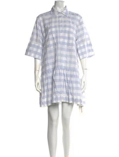 Pre-owned Simkhai Plaid Print Mini Dress In Blue