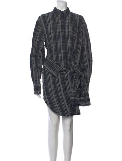 Pre-owned Simkhai Plaid Print Mini Dress In Gray