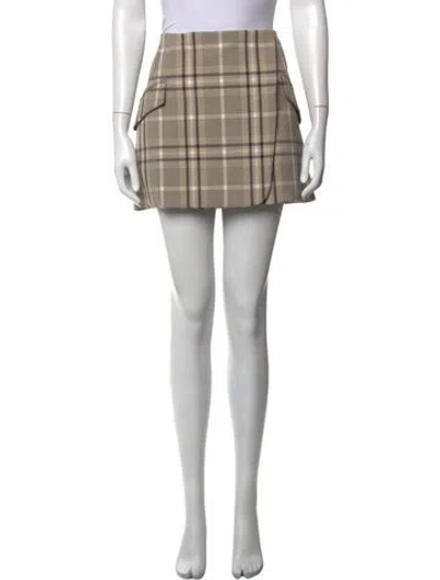 Pre-owned Simkhai Plaid Print Mini Skirt In Black