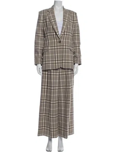 Pre-owned Simkhai Plaid Print Pant Set In Neutral