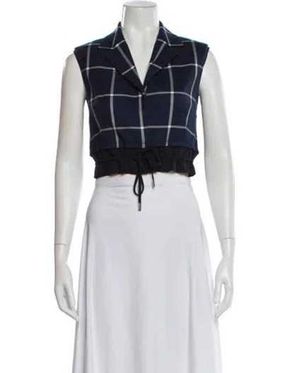 Pre-owned Simkhai Plaid Print Sleeveless Crop Top In Black