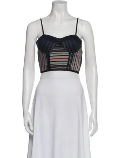Pre-owned Simkhai Plaid Print Square Neckline Crop Top In Black