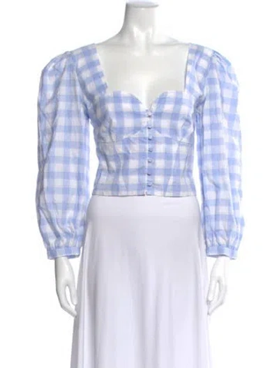 Pre-owned Simkhai Plaid Print Square Neckline Top W/ Tags In Neutral