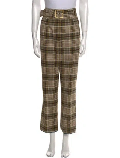 Pre-owned Simkhai Plaid Print Straight Leg Pants In Brown