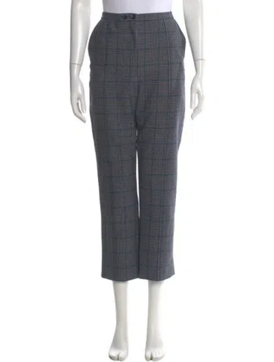 Pre-owned Simkhai Plaid Print Straight Leg Pants In Gray