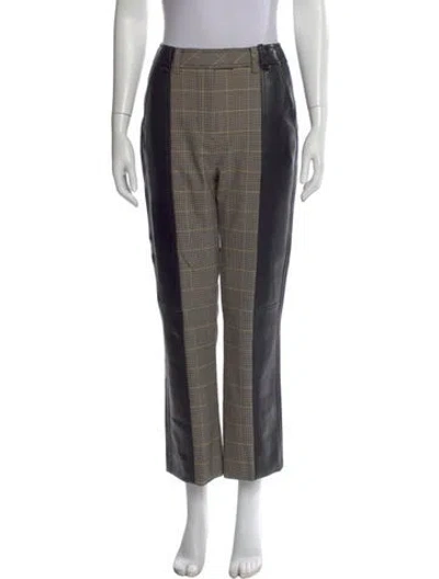 Pre-owned Simkhai Plaid Print Straight Leg Pants In Neutral