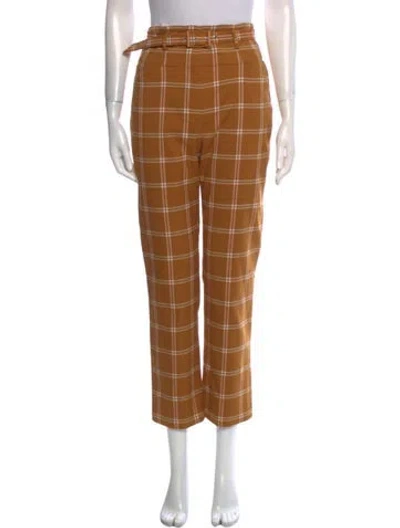 Pre-owned Simkhai Plaid Print Straight Leg Pants In Yellow