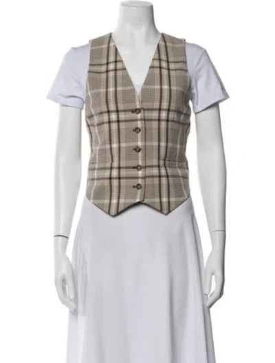 Pre-owned Simkhai Plaid Print Vest W/ Tags In Neutrals