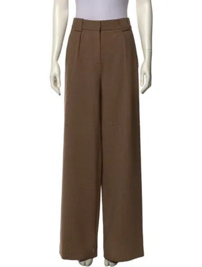 Pre-owned Simkhai Plaid Print Wide Leg Pants In Brown