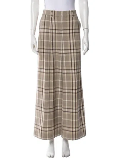 Pre-owned Simkhai Plaid Print Wide Leg Pants In Neutral