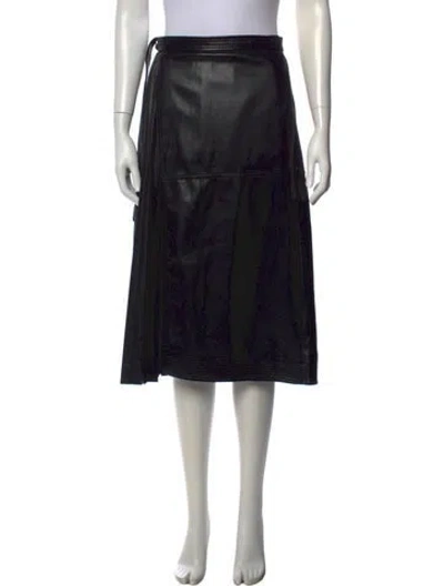 Pre-owned Simkhai Pleated Accents Midi Length Skirt In Black