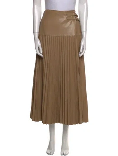 Pre-owned Simkhai Pleated Accents Midi Length Skirt In Brown