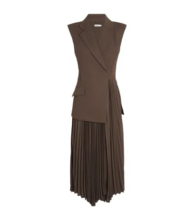Simkhai Pleated Blazer Helena Midi Dress In Brown