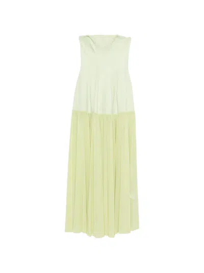 Simkhai Pleated Strapless Maxi Dress In Green