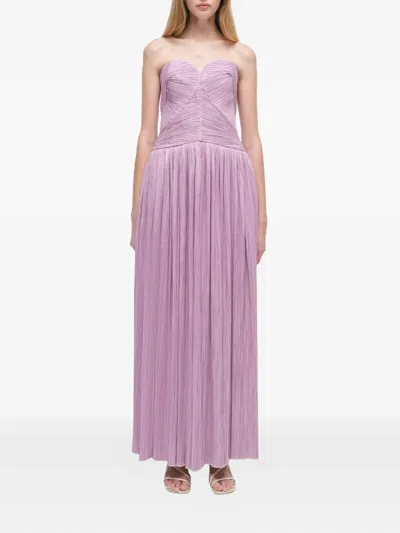 SIMKHAI PLEATED STRAPLESS MIDI PARTY GOWN
