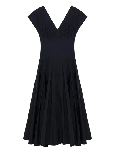 Simkhai Pleated V-neck Dress In Black