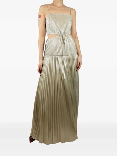 Pre-owned Simkhai Pleated-design Cut-out Maxi Dress In Neutral