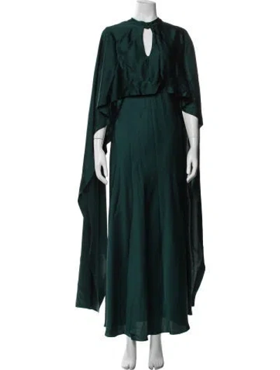 Pre-owned Simkhai Plunge Neckline Long Dress In Green