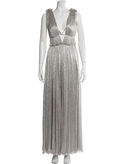Pre-owned Simkhai Plunge Neckline Long Dress In Grey/silver