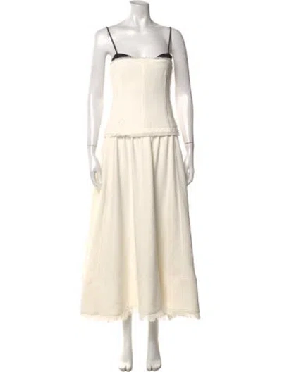 Pre-owned Simkhai Plunge Neckline Long Dress In Neutral