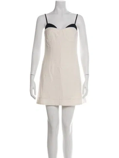 Pre-owned Simkhai Plunge Neckline Mini Dress In Neutrals