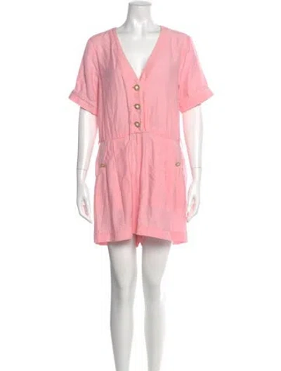Pre-owned Simkhai Plunge Neckline Romper W/ Tags In Pink