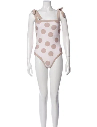 Pre-owned Simkhai Polka Dot Print Bow Accents One-piece W/ Tags In Pink