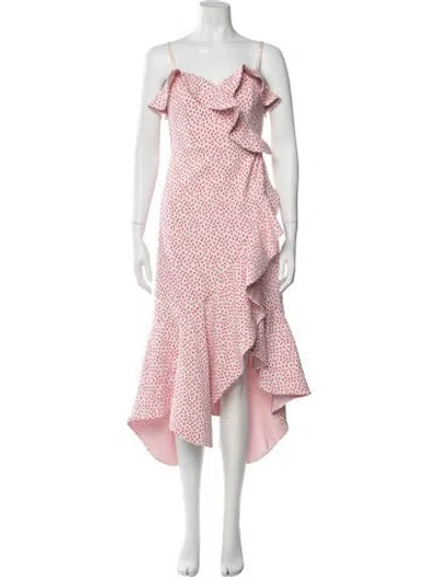 Pre-owned Simkhai Polka Dot Print Midi Length Dress In Pink