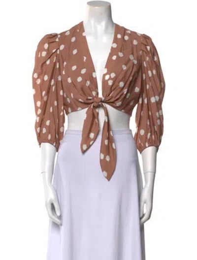 Pre-owned Simkhai Polka Dot Print V-neck Crop Top W/ Tags In Multi