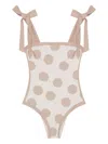 Simkhai Polka-dot Tie-detail Swimsuit In Neutral