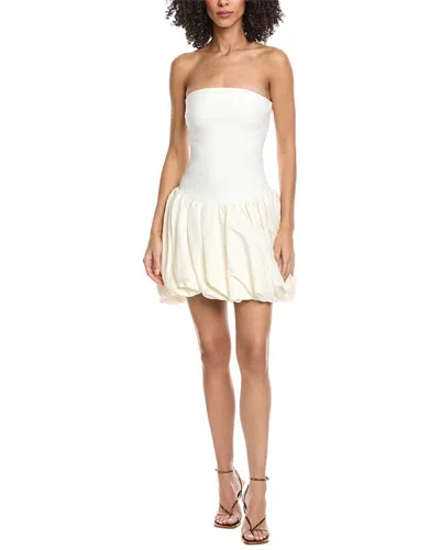 Simkhai Pollie Bubble Hem Linen-blend Mini Dress In White