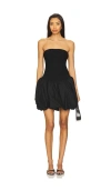 Simkhai Pollie Strapless Stretch Recycled-knit And Linen-blend Mini Dress In Black
