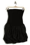 Simkhai Pollie Strapless Stretch Recycled-knit And Linen-blend Mini Dress In Black